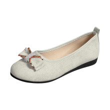 Lässige Damen-Slipper, atmungsaktiv, mit Schleife, runder Zehenpartie, niedrigem Absatz