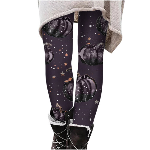 Leggings met pompoenprint voor dames, plus size, enkellengte 2