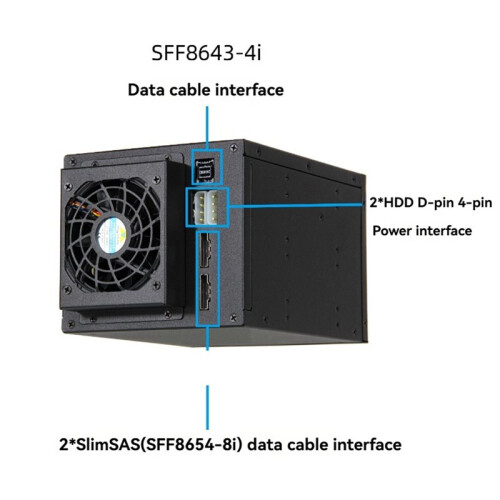 Gabinete Externo para Armazenamento de SSD com Conexão Direta para 4 Discos Rígidos de 3,5 Polegadas, Compatível com U.2/ 2