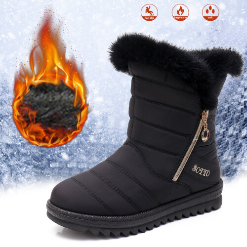 Damen-Schneestiefel, warm, knöchelhoch, weit, Größe 11-12 1