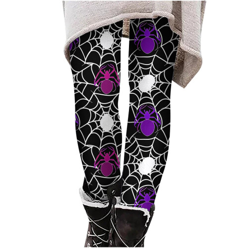 Dameleggings med græskarprint, plus size, ankellange 2