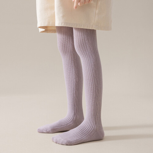 Girls Cotton Cable Knit Footed Tights Pack 1