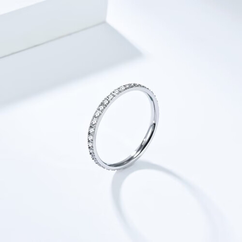 Stainless Steel Wedding Ring with Zirconia Studded Silver 2