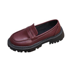 Mocasini damă din piele lăcuită, stil britanic, cu vârf rotund