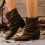 Lässige Damen-Winterstiefeletten, einfarbig, dicker Absatz 8
