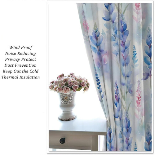 Lavender Floral Curtains Mauve Botanical Pattern 63x63 Inch 1