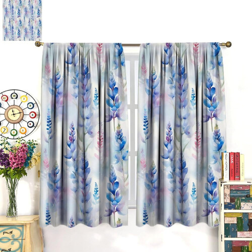 Lavender Floral Curtains Mauve Botanical Pattern 63x63 Inch 2