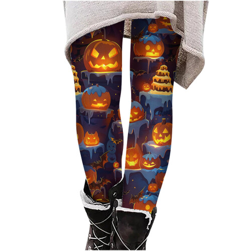 Women's Halloween Batwing Print Leggings Plus Size 2