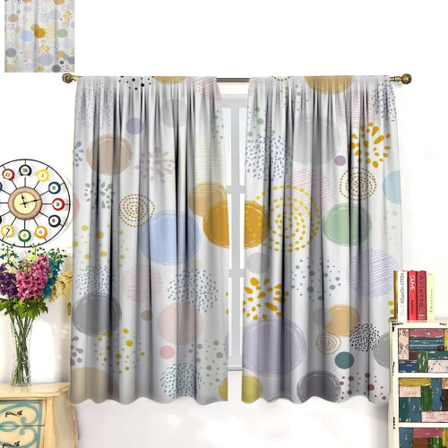 Colorful Circles Curtains Purple Orange 84x84in 2