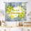 Lemon Kitchen Curtains Retro Blue Tiles Fruit Leaves 2 1