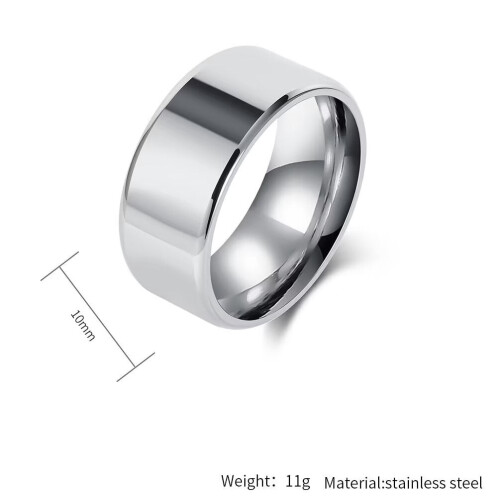 Stainless Steel Double Beveled Ring Silver Size 12 1