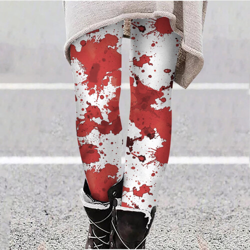 Women's pumpkin print leggings plus size ankle length 1