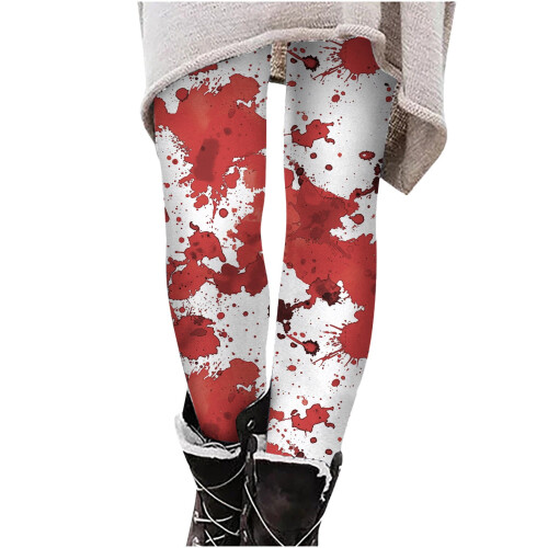 Women's pumpkin print leggings plus size ankle length 2