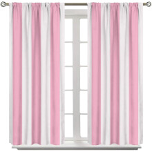 Striped Thermal Curtains Pink White Vertical 2 Panels 63x63