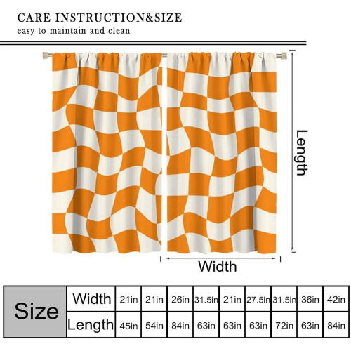 Checkerboard Curtains Boho Retro Beige Orange 52x84 inch 1