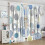 Abstract Circle Curtains Blue Dotted Striped Graffiti 4