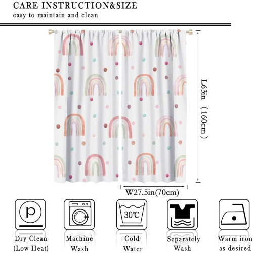 Boho Rainbow Curtains Pink Blue Polka Dot 55x39in 1