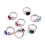 Stainless Steel Square Cubic Zirconia Ring Silver Red Size 2
