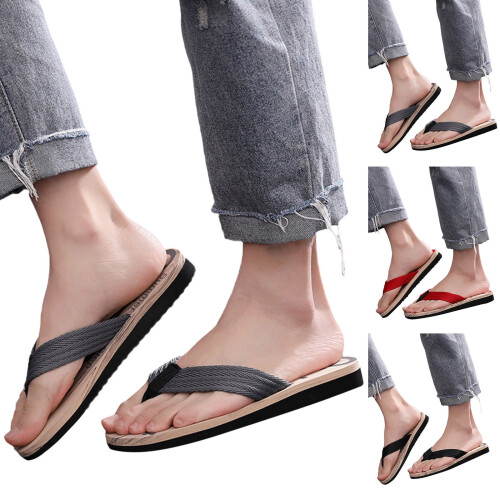 Men's Wood Grain Leather Flip Flops – Lightweight, 1