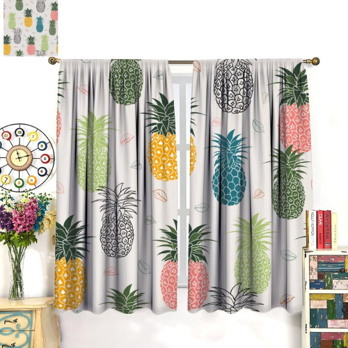 Perdele cu ananas și imprimeu tropical, 149x99 cm 1