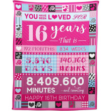 Couverture d'anniversaire rose à motifs de roses pour filles de 12 ans, 127 x 152 cm