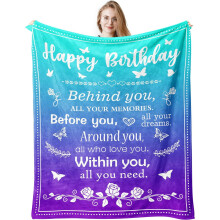 Birthday Throw Blanket Yellow Green Blue 60x50 inches