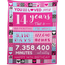 Couverture d'anniversaire rose pour filles de 12 ans, 127 x 152 cm