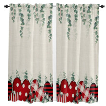 Red Heart Plaid Curtains for Living Room Bedroom Kitchen