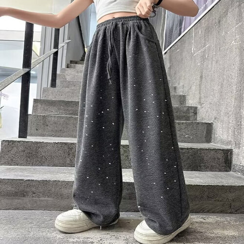 Parachute Pants for Kids Elastic Waist Drawstring Grey Size 1