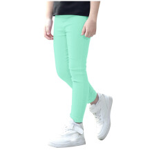 Girls Leggings Solid Color Snug Fit Elastic Waist 150 (7-8