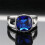 Stainless Steel Square Cubic Zirconia Ring Silver Dark Blue 4