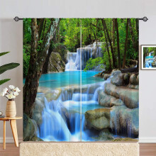 Watervalgordijnen met tunnelzoom, verduisterend, 2 panelen, 52x84 inch