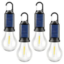 4Pcs Portable LED Camping Lamp Outdoor Solar /USB Charging Hanging Lamp LED Night Lights Camping Light Garden Decor