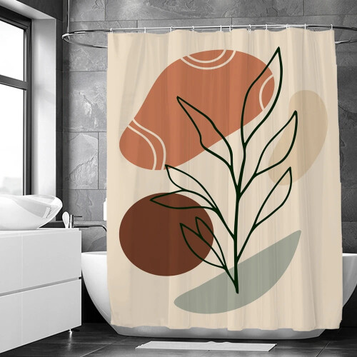 Sprchový záves Boho, vodeodolný polyester, tropické listy