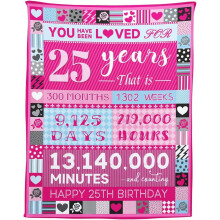 Pink Rose Birthday Blanket for 12-Year-Old Girls 50x60