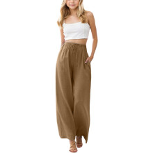 Calça Jogger Infantil Feminina com Cintura Elástica e Cordão, Cor Café, Tamanhos 12-13