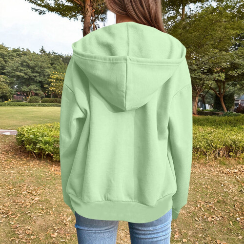 Women's Hoodie Jacket Light Green Oversize L 1