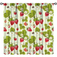 Strawberry Curtains Red Bee Print Farmhouse 42x54 in