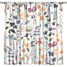 Watercolor Floral Curtains Vintage Spring Pattern 2 Pieces