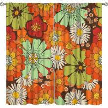 Bloemenpatroon gordijnen retro jaren 70 thermisch geïsoleerd 2 panelen 42x54
