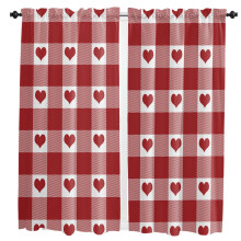 Red Heart Plaid Curtains for Living Room Bedroom Kitchen