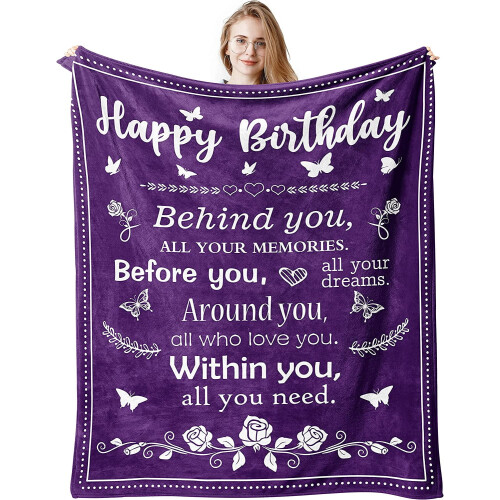 Coperta di compleanno gialla, verde e blu, 60x50 pollici