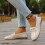 Μπεζ Γυναικεία Μοκασίνια Slip-On με Στρογγυλή Μύτη και Χαμηλό Τακούνι με Φιόγκο 8