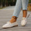 Μπεζ Γυναικεία Μοκασίνια Slip-On με Στρογγυλή Μύτη και Χαμηλό Τακούνι με Φιόγκο 6