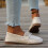 Μπεζ Γυναικεία Μοκασίνια Slip-On με Στρογγυλή Μύτη και Χαμηλό Τακούνι με Φιόγκο 7