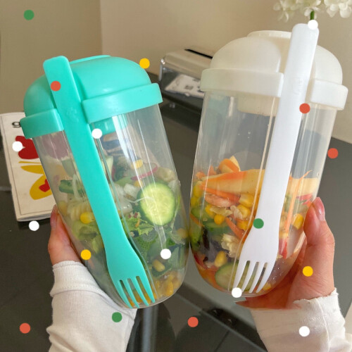 Salad Cup with Fork 1000ml Portable Low-Fat Meal Container 2