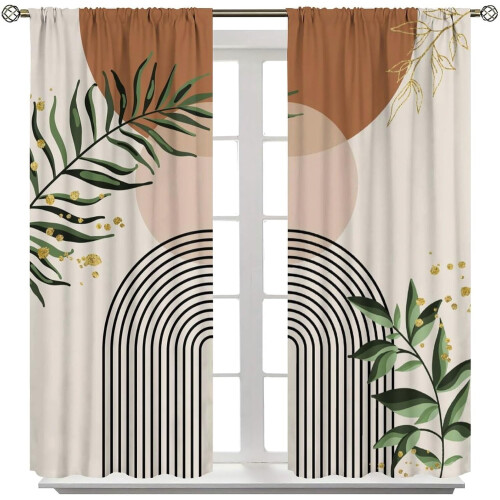 Boho Sun Curtains Brown Green 52x84 in 1