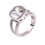 Stainless Steel Square Cubic Zirconia Ring Silver White 1