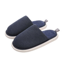 Unisex Plush Slippers Navy Cotton Upper Non-Slip Sole Size 9