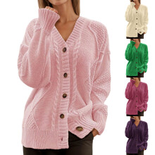 Women's Fall Cardigan Sweater Purple M